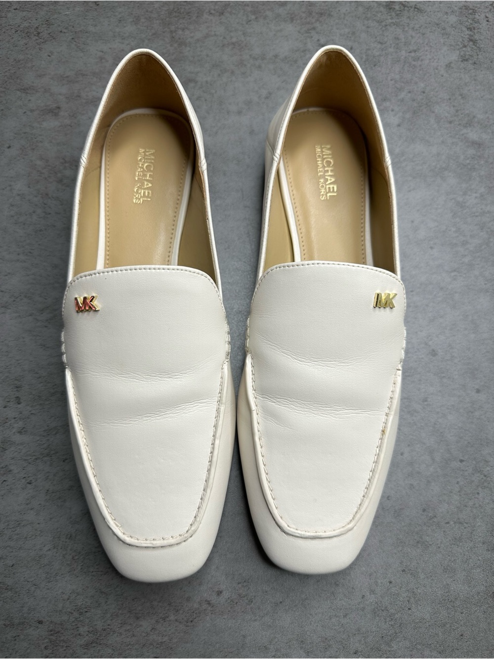Michael Kors Cayley Loafer Cream Nappa PU Size 7.5M